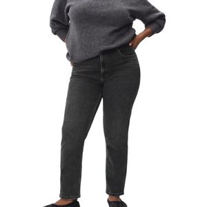 NWT Everlane The Curvy Cheeky Straight Leg Washed Black Ankle Jeans Size 23